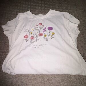 White T-Shirt with Floral Design